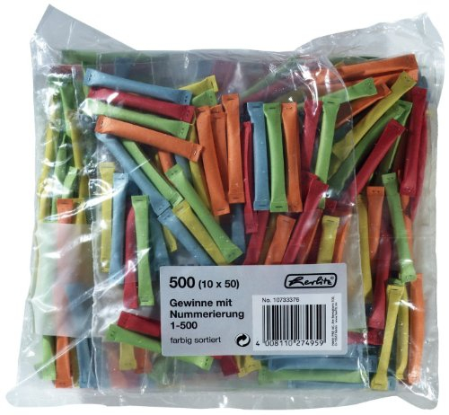 Herlitz Gewinnlose nummeriert 1-500, 10x50 Stück, bunt