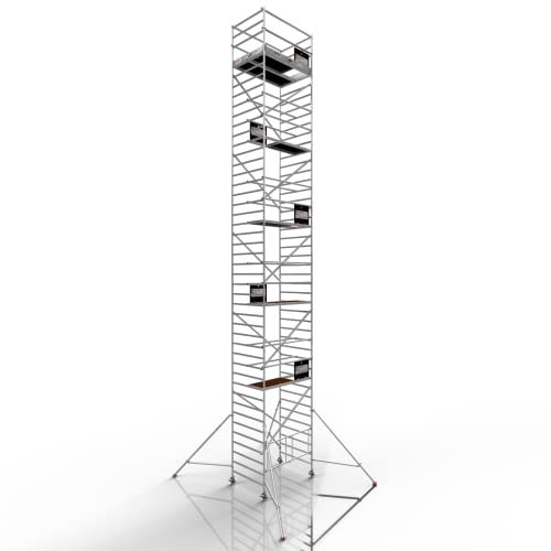 Profigerüst: ALTEC AluKlik® 2.0 1400 XXL, Arbeitshöhe 14m, 135cm Breite, TÜV, Made in Germany, 25cm höhenv. Ø150mm Rollen, Alu Gerüst Rollgerüst Fahrgerüst Baugerüst Faltgerüst Arbeitsplattform