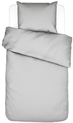 ESSENZA Bettwäsche Guy Silver, 135x200 + 1x 80x80 cm - 100% Baumwollrenforce 144TC - Uni