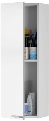 Armoire de salle de bain ou toilettes mural pour suspendre dans la, Couleur Blanc Brillant 30 x 85 x 25 cm