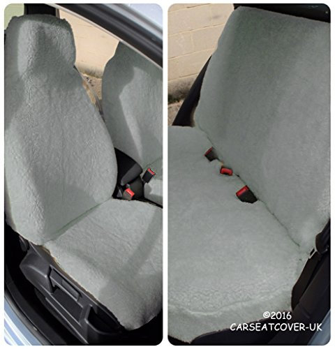 Carseatcover-UK Autositzbezüge, aus Sherpa-Kunstfell, für Vorder- und Rückseite, universale Passform, 9 Stoffe, Grau