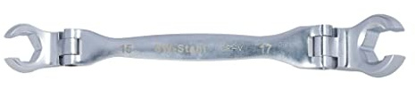 SW-Stahl 01488L-15X17 Bremsleitungsschlüssel 15x17 mm I Schraubenschlüssel 15/17 I Schraubenschlüssel sechskant I Doppelgelenk Leitungsschlüssel