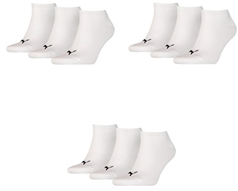 PUMA 9 Paar Sneaker Invisible Socken Gr. 35-49 Unisex für Damen Herren Füßlinge, Farbe:300 - white, Socken & Strümpfe:39-42