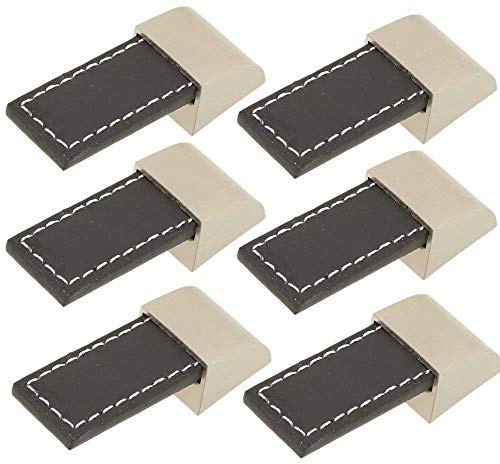 FBSHOP(TM) 6pcs Hochwertige Retro Schwarz Leder Kleiderschrank Schuh Box Schublade Türknauf, Koffer Koffer zieht Knöpfe, Weinschrank Holzkiste Möbelgriffe, Möbelbeschläge (einzelnes Loch)