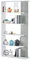 Habitdesign Estantería 5 baldas, Librería Comedor, Salon, Modelo Alida, Acabado en Color Blanco Artik y Gris Cemento, Medidas: 180 cm (Alto) x 90 cm (Ancho) x 25 cm (Fondo)