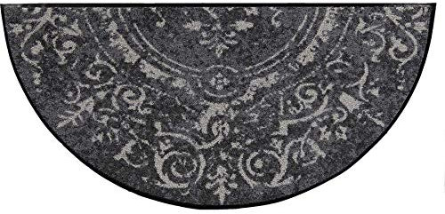 Salonloewe Amira Grey Fußmatte waschbar H42 x 085 cm Fußabtreter Schmutzfangmatte halbrund grau