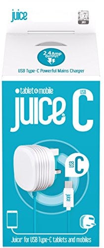 JUICE USB Type-C Powerful Mains Charger for Tablets & Mobiles, 2.4 AMP output (White)