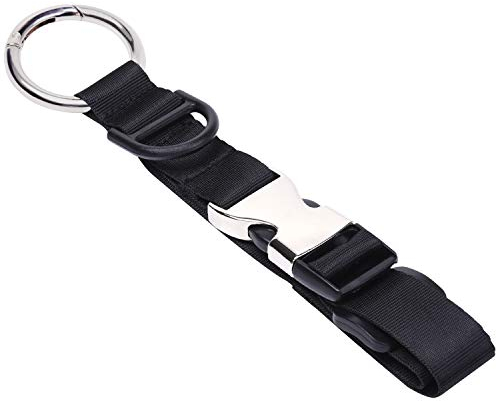 Wisdompro Add a Bag Luggage Strap Jacket Gripper Holder, Carry Clip Strap with D-Buckle, Travel Coat Clip for Bag, Heavy Duty Baggage Suitcase Belt - Black