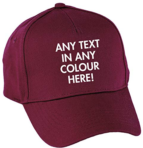 Hippowarehouse Personalised Baseball Cap hat Premium Printed 5 Panel OneSize Adults Burgundy