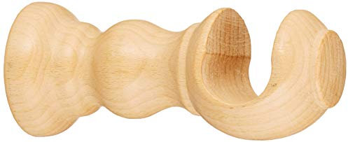 Gardinia Träger Rustikal für Gardinenstangen mit Ø 25 mm, Offen, Serie Country, Länge 9 cm, Holz, Buche