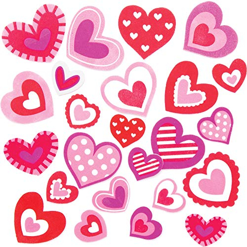 Baker Ross AT550 Herz Moosgummi Sticker - 120 Stück, Bunte Schaumstoff Aufkleber für Kinder zum Basteln, Gestalten und Dekorieren