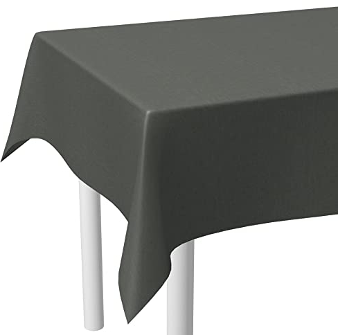 LILENO HOME Tischdecke abwaschbar als Meterware 100x140cm (Schnittkante) in Leinen Anthrazit Motiv - Wachstuchtischdecke wasserabweisend ideal als Tischtuch o. Tischläufer für Bierzeltgarnitur