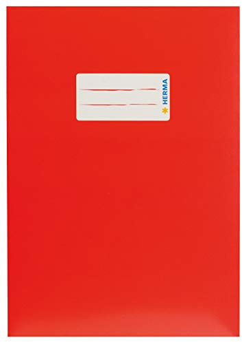 HERMA 19762 Heftumschläge A5 Karton Rot, 10 Stück, Hefthüllen mit Beschriftungsfeld aus stabilem & extra starkem Papier, Heftschoner Set für Schulhefte, farbig