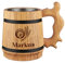 polar-effekt Bierkrug mit Namensgravur - aus Eichenholz - 500 ml Fassungsvolumen - Naturprodukt 19,5 cm - Geschenk für Männer - Geburtstag, Weihnachten - Motiv Fass mit Ähren