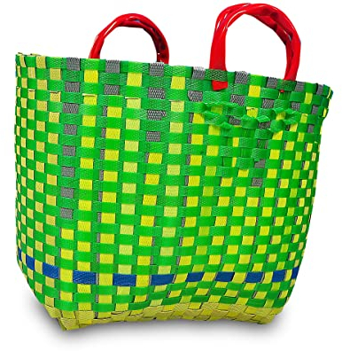 Shopper Tasche Einkaufskorb | Handarbeit aus geflochtenen, recycelten PET Spanngurten - extrem stabil – belastbar | jeder Korb ein Unikat (S - 15 Liter)