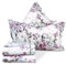 Confezioni Giuliana ® - Completo Lenzuola Ofelia Fiori Lilla Azzurri Shabby 100% Cotone Made in Italy - 1 Piazza e 1/2 con 2 federe