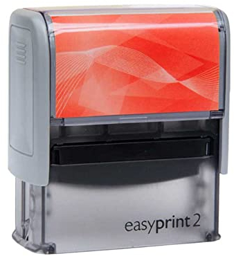 Selbstfärbender Stempel easyprint 2 rot – personalisierbarer Firmenstempel, Namensstempel, Adressstempel oder sonstiger Textstempel – Abdruck ca. 47x18 mm mit bis zu 5 Zeilen