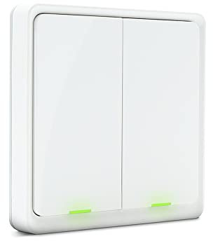 Metronic 495714 - Interruptor Inteligente inalámbrico sin Cable Zigbee/Wi-Fi, 2 pulsadores, 3 acciones programables para casa Inteligente, Blanco