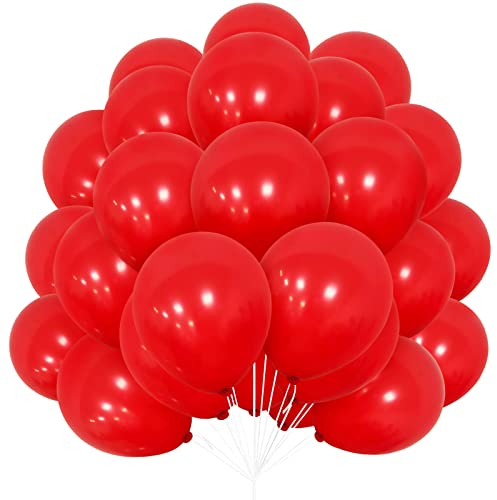 Rote Luftballons Set, 30 Stück Ballon 12 Zoll Matte rote Ballons mit Band für Frauen Männer Hochzeit Geburtstag Party Zubehör Eagagement Vorschlag Weihnachten Weihnachtsmann Karneval Dekorationen