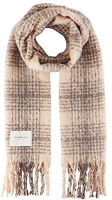 TOM TAILOR Damen 1037727 Cosy Schal mit Karomuster, 33754-bisque, OneSize
