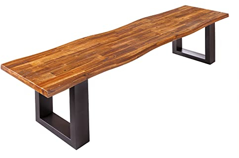 riess-ambiente.de Industrial Baumstamm Sitzbank Genesis 160cm Akazie Massivholz Kufengestell