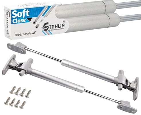 Stahlia Gasdruckfedern 100N Softclose (2 Stück) Klappenbeschlag Gasdruckdämpfer Türdämpfer Klappenhalter Gasfeder Dämpfer Kompressionsfeder Federdämpfer