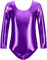 FUREINSTORE Ballet Gymnastics Classical Shiny Elastic Dance Leotard Girls Long Sleeve Round Neck Ballerina Leotard (dunkelviolett, 4 Jahre)