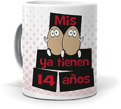 mundohuevo Taza Mis Huevos ya Tienen 14 años. Cerámica AAA - 350 ml.