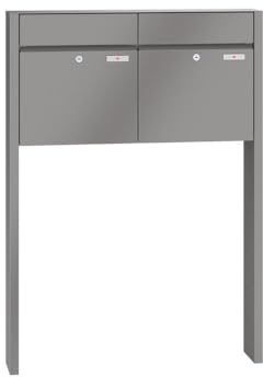 RENZ/Plan / 2er Freistehende Briefkastenanlage Standbriefkasten/RAL-Farbe 9007 Volumen 28 L/zum Einbetonieren/Dein-Briefkasten.de