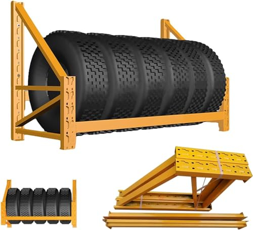 HACSYP Reifenregal for die Garage, Robustes Wandmontage-Reifenregal aus gelbem Metall, Regal for mehrere Reifen, for Ausstellungshalle/Reparaturwerkstatt/Werkstatt, Size : S-120x55c