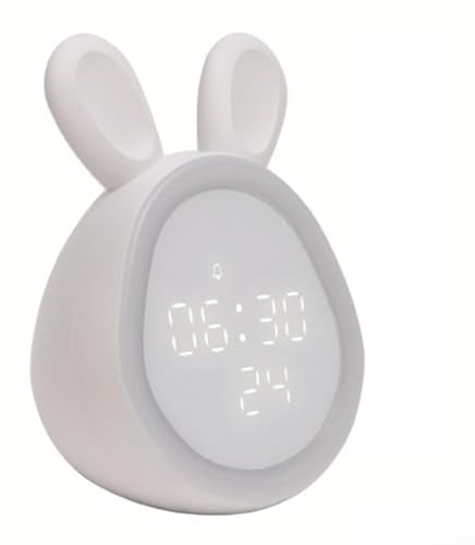 AIDNTBEO Times Bunny Wecker mit Nachtlicht, elektronischer Wecker mit Nachtlicht, elektronischer Wecker (weiß)