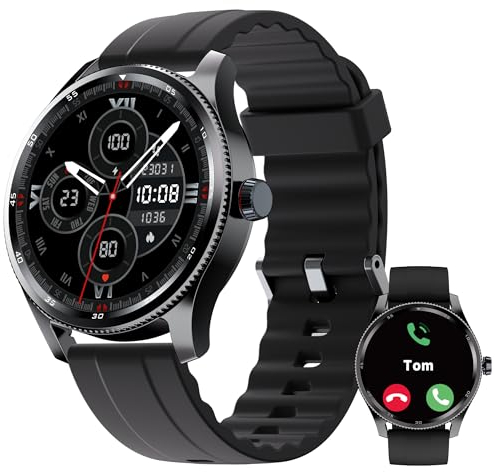 TOOBUR Smart Watch Men Women Alexa Built-in, Answer Make Call, IP68 Waterproof, Heart Rate/Step Counter/Sleep Tracker/100 Sports Run Swim, Fitness Sport Watch Compatible Android iOS, Metal Bezel