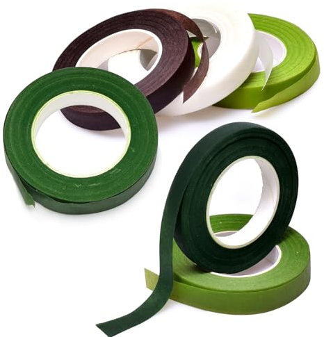 Rjayaa Floristenband Selbstklebend 6 Stück Floristenkrepp Blumenband Grün Floristenband Kreppband Floristik Klebeband Zubehör für Bouquet Blumen