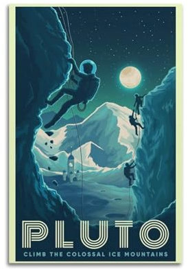 Pluto Poster zum Bergsteigen, Raumdekoration, ästhetisches Poster, künstlerisches Poster für Schlafzimmer, Wohnzimmer, Wände, 30 x 45 cm, ungerahmter Stil