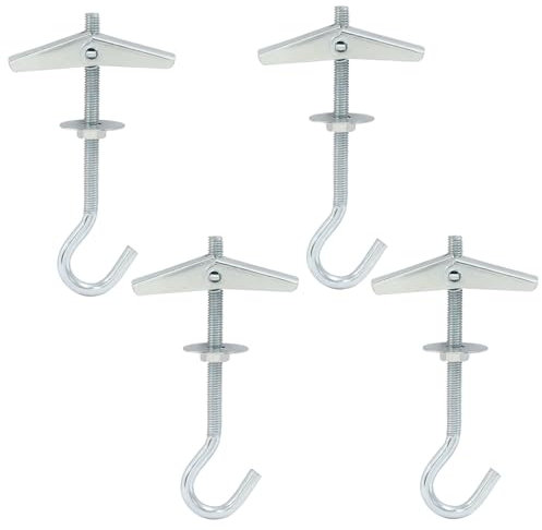 Hordion Confezione da 4 ganci da soffitto in cartongesso, resistenti, con molla a levetta, ganci per appendere piante