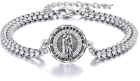 YFN Heiliger Peregrine Armband Sterling Silber Religiöser Beschützer Armband St Peregrine Schmuck Geschenk für Damen Herren