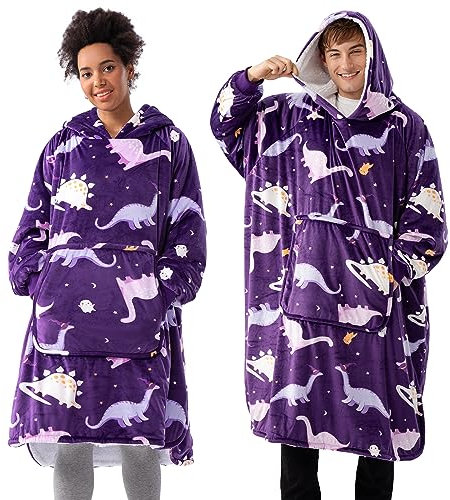 Winthome Hoodie Decke Doppelte Wärme, Kuschelpullover Damen Warm Weich,Hoodie mit Tasche und Kapuze, Deckenpullover Sherpa für Erwachsene Damen Herren Geschenk, Deckenpulli Oversize, Heizkosten Sparen