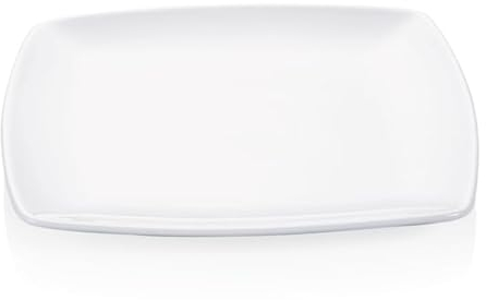 Lot de 6 assiettes plates carrées 30 x 30 cm blanches en porcelaine