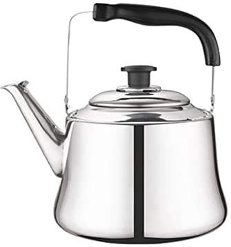 CAFIEDR Tetera de Acero Inoxidable de 4-6L, Caldera de Agua Gruesa, Estufa de Gas, Cocina de inducción, Tetera con Silbato (B 4L)