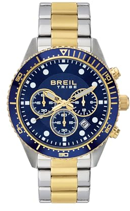 Breil, Collezione Sail, Cronografo Uomo, Orologio Uomo con Bracciale in Acciaio, Resistente All'Acqua, Movimento al Quarzo, Cassa 42 mm, Chiusura con Pulsanti e Fermaglio di Sicurezza