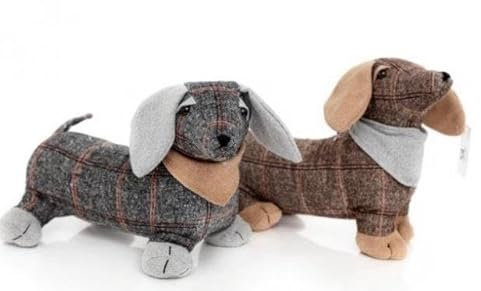 Marco Paul Novelty Animal Doorstops Soft Plush Weighted Door Stopper Wedge Brown Fabric Home Décor Gift Heavy Duty Livingroom Bedroom Office Indoor Rustic Traditional Ornament (Grey Daschund)