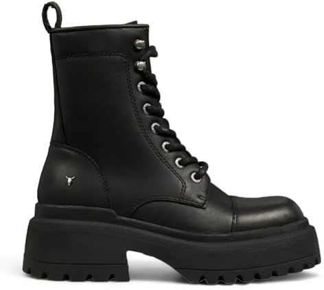 Windsor Smith Womens Black Leather Chunky Platform Combat Boots - Destroy