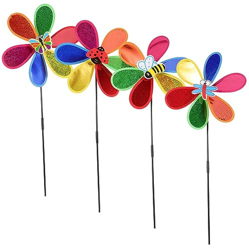 Milisten 4stücke Windrad Für Garten Windmühle Dekoration Bunter Spinner Garten-windrad-dekor Windmühlen-dekor Hand-windrad Party-windrad
