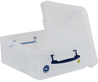 BiGDUG Really Useful Box 18 Litre Clear - Plastic Storage Boxes With Lids Stackable Containers With Handles - 200H x 390W x 480D mm (Pack of 3)