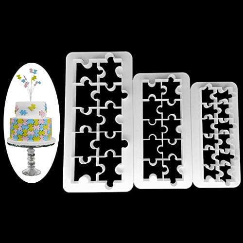 3pcs Plastic Jigsaw Cake Mold Chocolate Cookie Cutter Fondant Decorating Tool