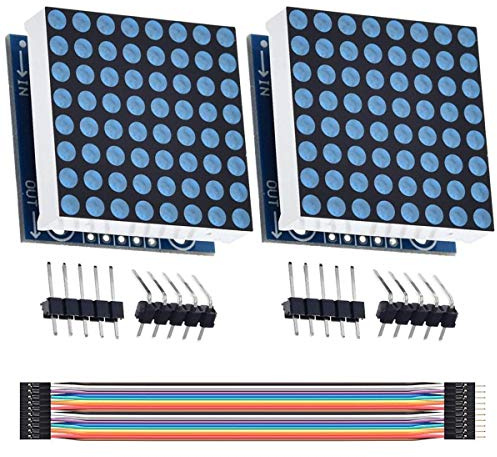 Youmile 2 Stück 8x8 Punktmatrix Single Chip MCU Steuerung Blau Licht LED Display Modul für Arduino/MCU/51/AVR/STM32/Raspberry Pi, mit Dupont Kabel