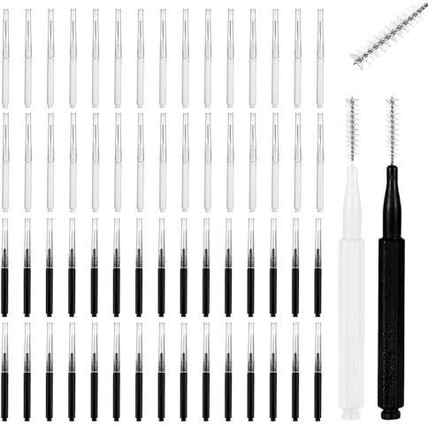 60 Pcs Brow Lamination Brush,Micro Eyebrow Brush with Cap Portable Mini Spoolies for Eyebrows,Spoolies Brushes for Eyebrows Eyelash Eyelashes Extensions Tool (Black,White)