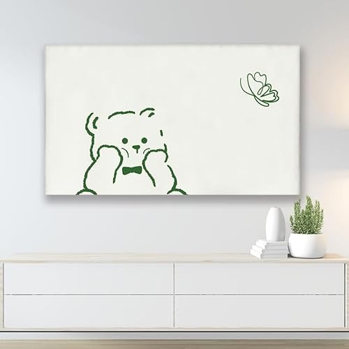 DOTBUY-SHOP TV Abdeckung, 32-80 Zoll TV-Abdeckung Staubschutzhülle, Hülle Bezug für Fernsehen Schutzhülle mit 3D Motive, Hängend/Desktop Fernseher Schutzhülle (Grün 2,69-75inch)