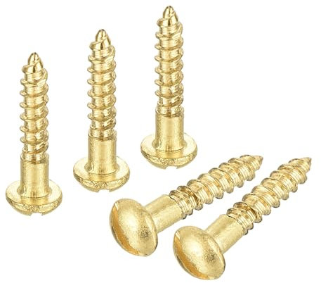 QUARKZMAN 30 Stück Schlitz Rundkopf Holzschrauben M2 x 12mm Messing Linsenkopfschrauben Halbrundkopf Selbstschneidende Schraube