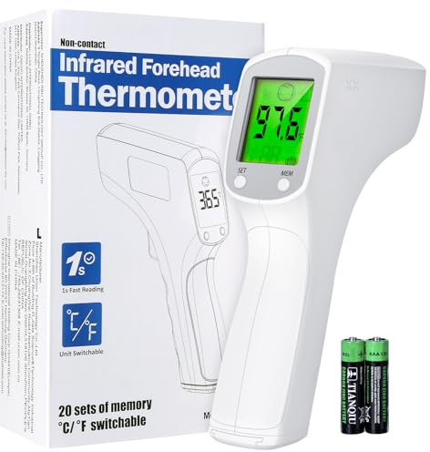 Infrarot Stirnthermometer, Berührungsloses Digitales Thermometer LCD Handthermometer mit zwei Messmodi, Genaue und schnelle Temperaturmessung für Babys Kinder Erwachsene und Objekte